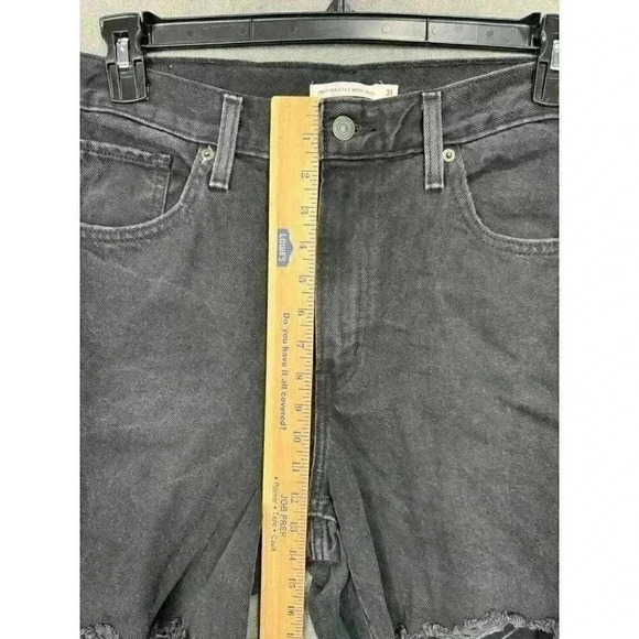 Levis Jeans Women’s 31 Black High Waisted Mom Jean Distressed 100% Cotton - Picture 10 of 12